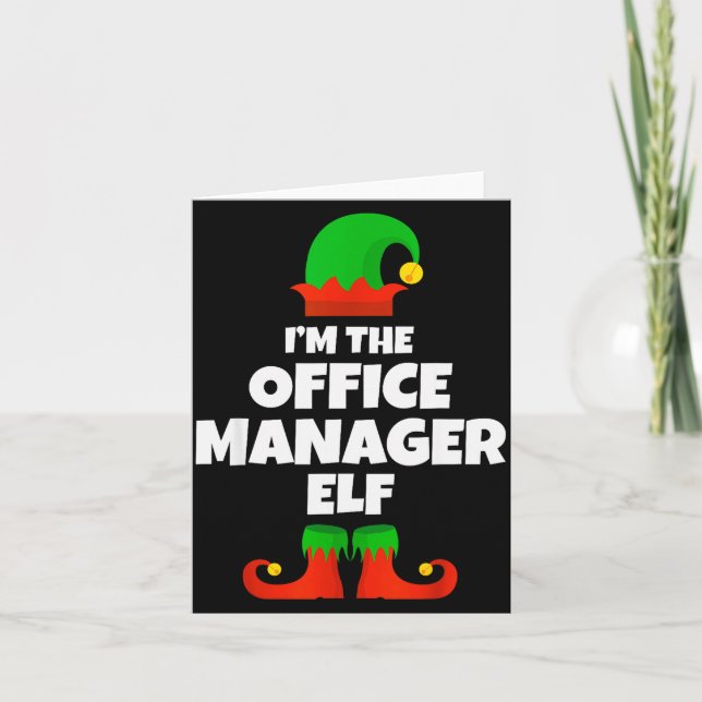 I'm The Office Manager Elf Family Pajama Christmas Card (Front)