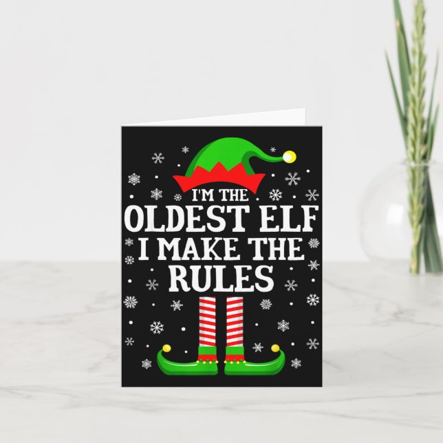 I'm The Oldest Elf Funny Christmas Family Matching Card (Front)