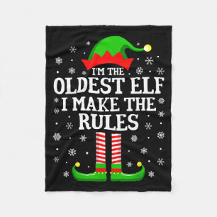 I'm The Oldest Elf Funny Christmas Family Matching Fleece Blanket
