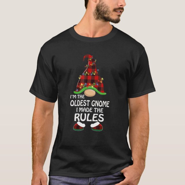 I'm The Oldest Gnome Family Matching Funny Christm T-Shirt (Front)
