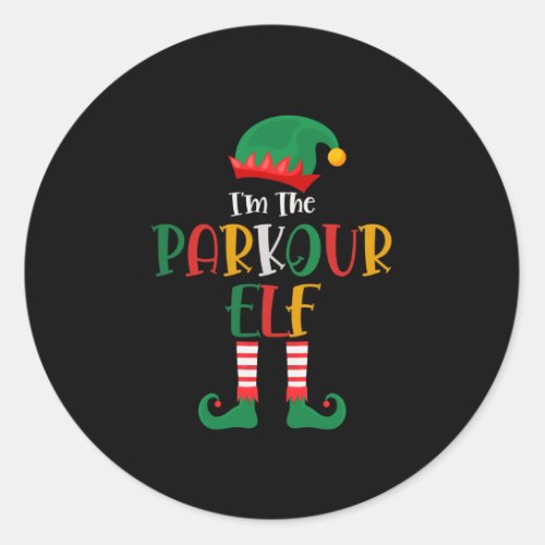 Im The Parkour Elf Matching Christmas Classic Round Sticker