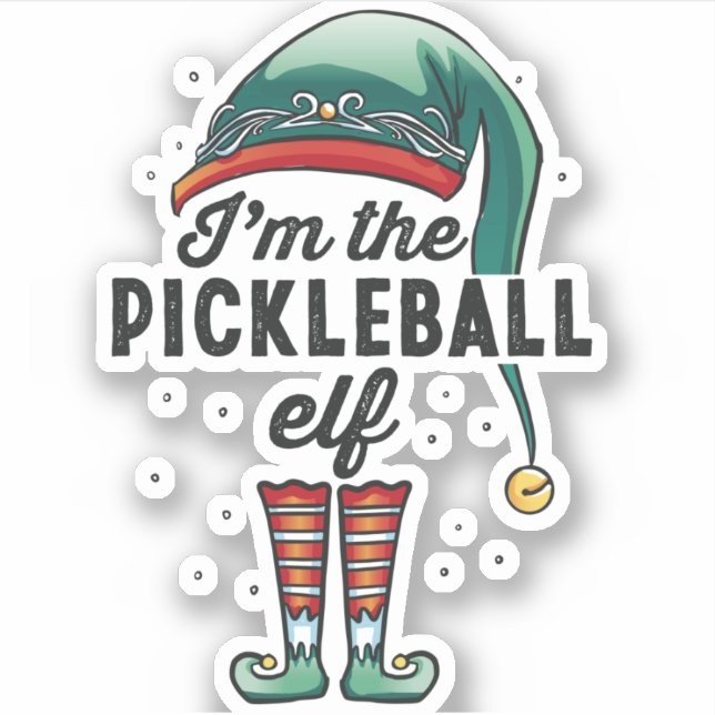 I'm the Pickleball Elf Christmas Gift Xmas Sticker (Front)