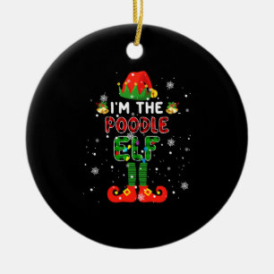 Im The Poodle Elf Xmas Red Plaid Elf Costume Dog L Ceramic Ornament
