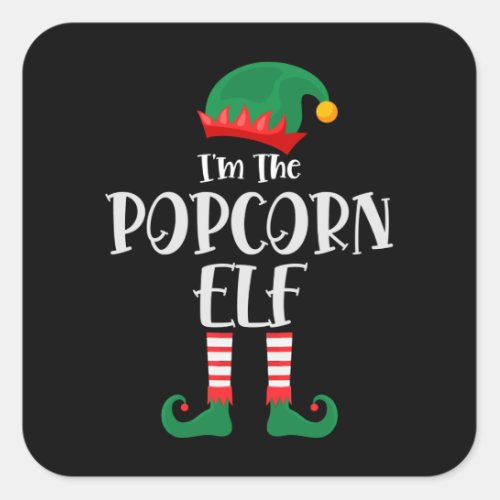 Im The Popcorn Elf Matching Christmas Square Sticker