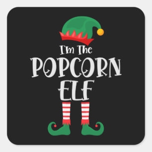 Im The Popcorn Elf Matching Christmas Square Sticker
