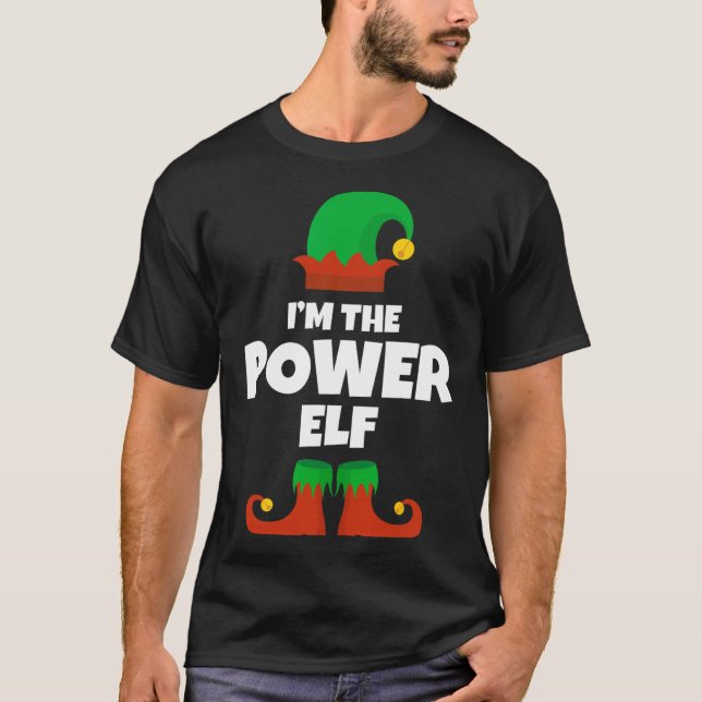I'm The Power Elf Family Pajama Christmas Funny  T-Shirt (Front)