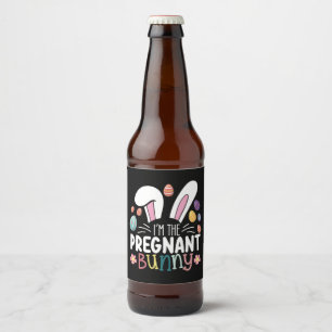 I'm The Pregnant Bunny Mom Easter Family Matching Beer Bottle Label