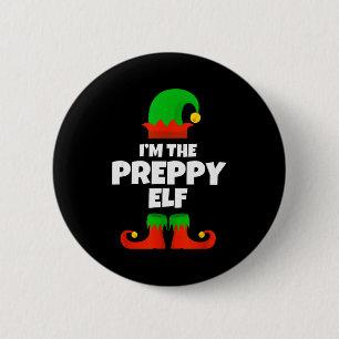 I'm The Preppy Elf Family Pajama Christmas Funny  Button