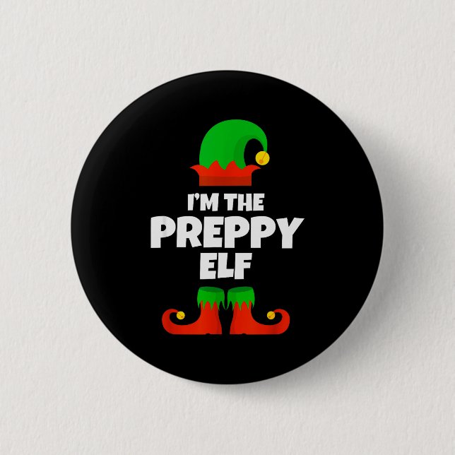 I'm The Preppy Elf Family Pajama Christmas Funny  Button (Front)