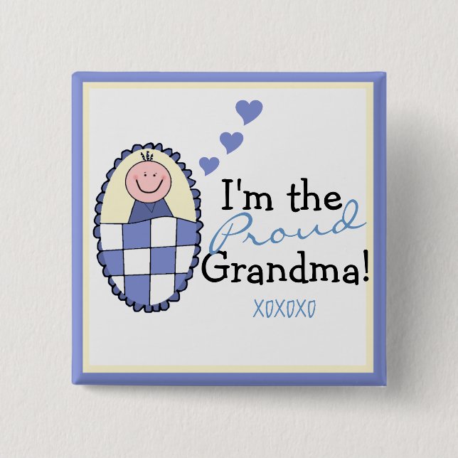 I'm The Proud Grandma-Blue Button (Front)