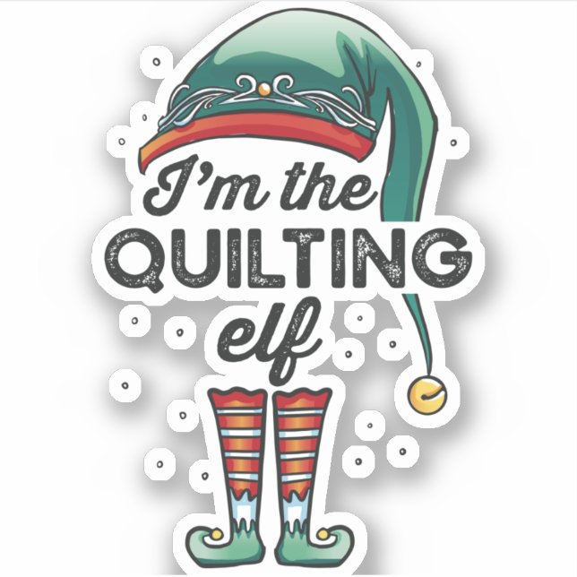 I'm the Quilting Elf Christmas Gift Xmas Sticker (Front)