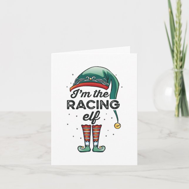 I'm the Racing Elf Christmas Gift Xmas Card (Front)