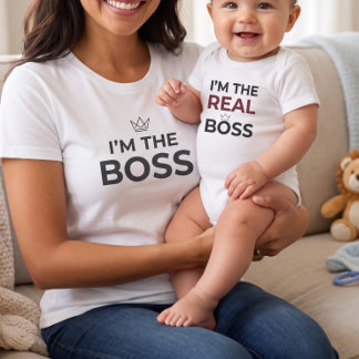 I'm The Real Boss Baby Funny Matching Mom & Baby Bodysuit