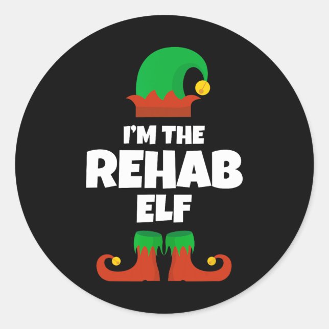 I'm The Rehab Elf Family Pajama Christmas Funny Nu Classic Round Sticker (Front)