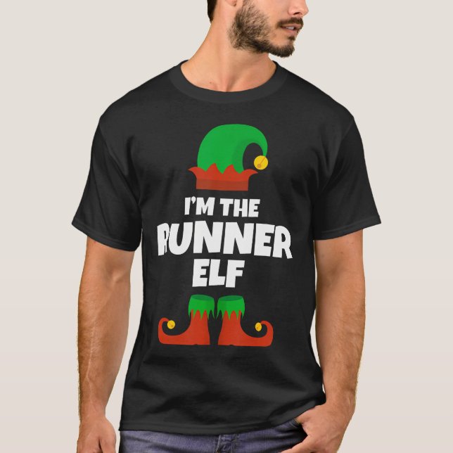 I'M The Runner Elf Family Pajama Christmas Funny T-Shirt (Front)