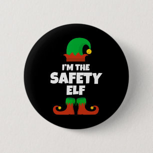 I'm The Safety Elf Family Pajama Christmas Officer Button