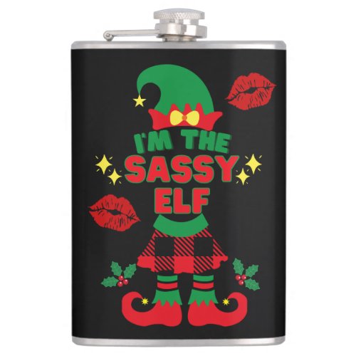 Im the Sassy Elf Funny Christmas Flask