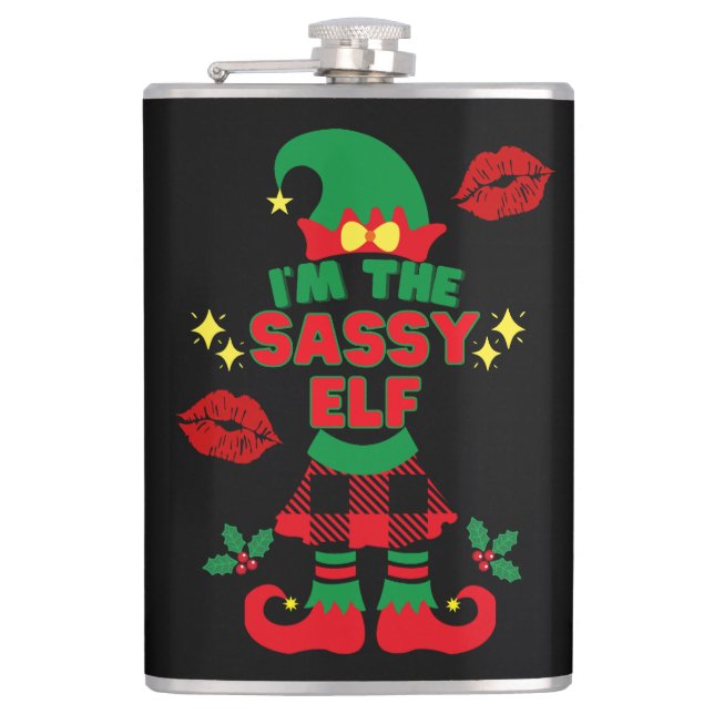 I'm the Sassy Elf Funny Christmas Flask (Front)