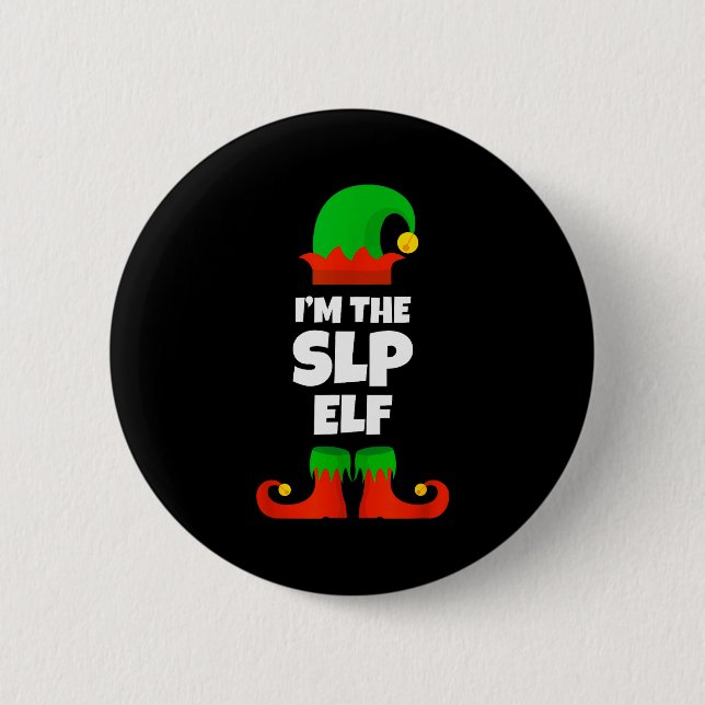 I'm The Slp Elf Family Pajama Christmas Speech Lan Button (Front)