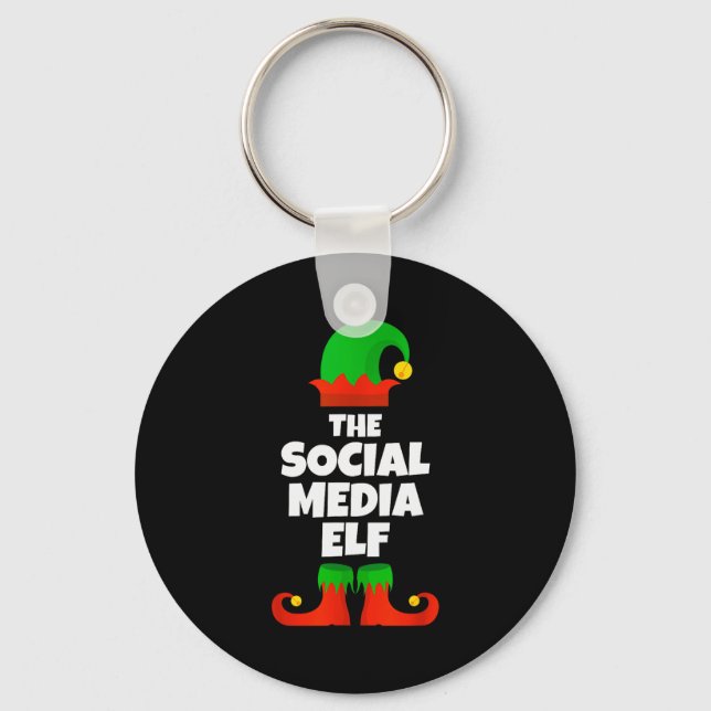 I'm The Social Media Elf Family Pajama Christmas F Keychain (Front)