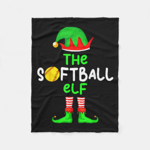 I'm The Softball Elf Christmas Family Matching Paj Fleece Blanket