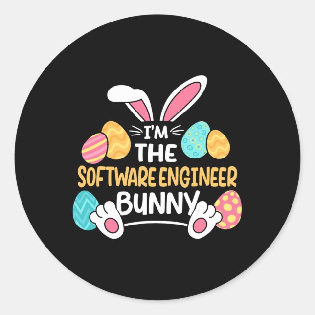Im The Software Engineer Bunny Developer Easter  Classic Round Sticker (Front)