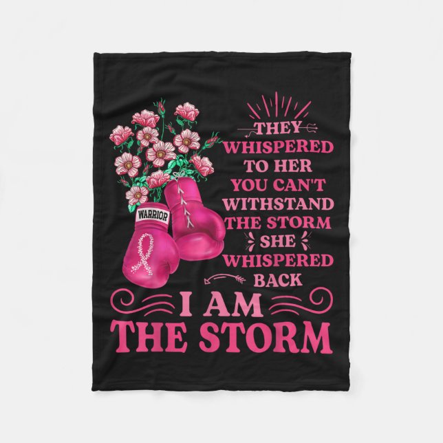 Im The Storm Boxing Warrior Pink Ribbon Women Brea Fleece Blanket (Front)