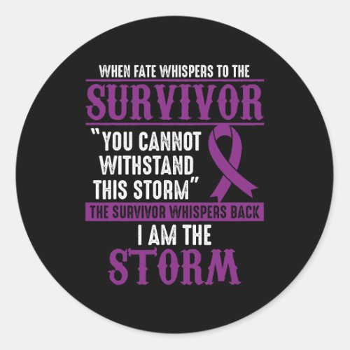 Im The Storm Purple Ribbon Pancreatic Cancer Aware Classic Round Sticker