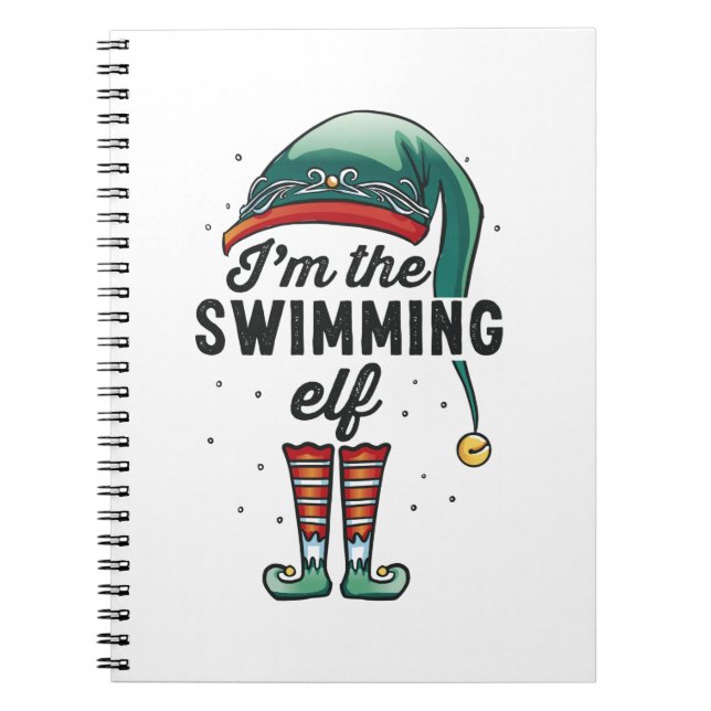 I'm the Swimming Elf Christmas Gift Xmas Notebook (Front)