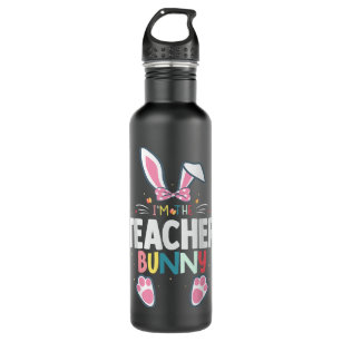 I'm The Teacher Bunny Easter Day Rabbit Family Mat Stainless Steel Water Bottle