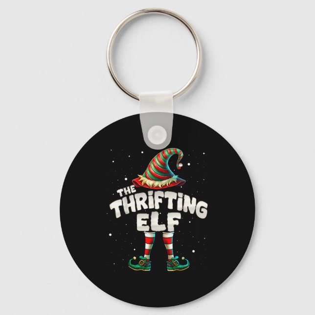 I'm The Thrifting Elf Family Matching Group Christ Keychain (Front)