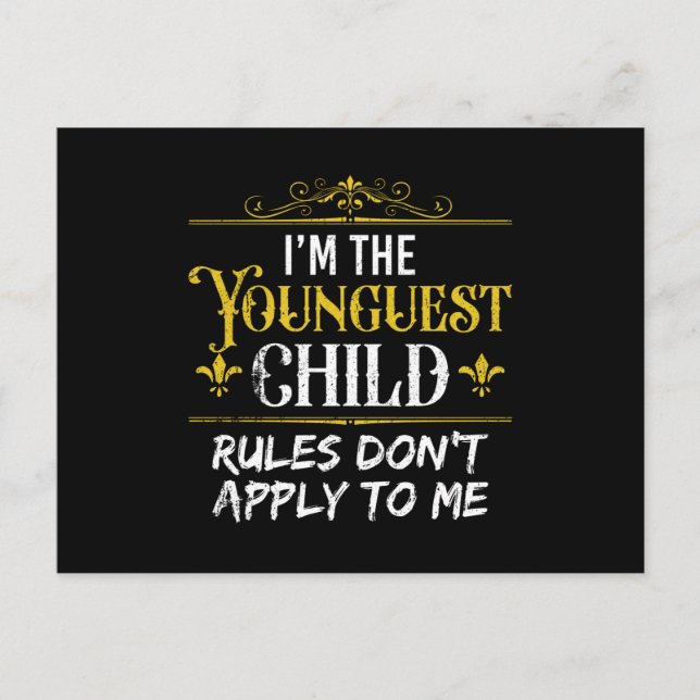 I'm the youngest Child Rules Postcard (Front)