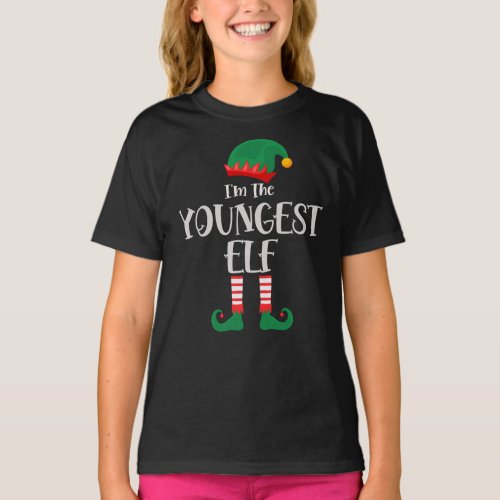 Im The Youngest Elf Matching Christmas T_Shirt