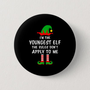 I'm The Youngest Elf Matching Family Christmas Button