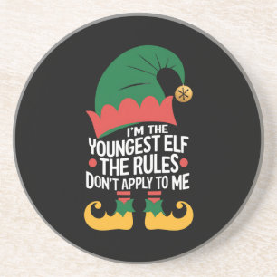 I'm The Youngest Elf Matching Family Christmas Coaster