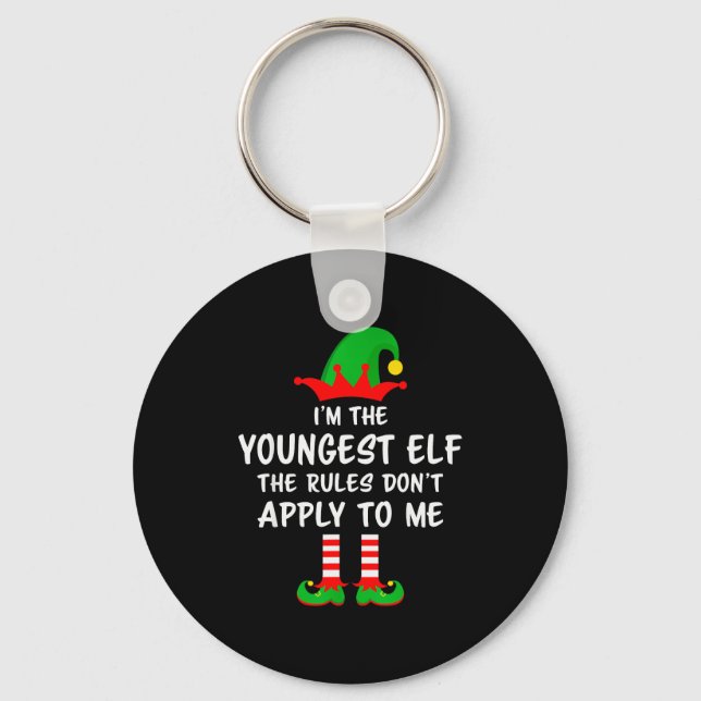 I'm The Youngest Elf Matching Family Christmas  Keychain (Front)
