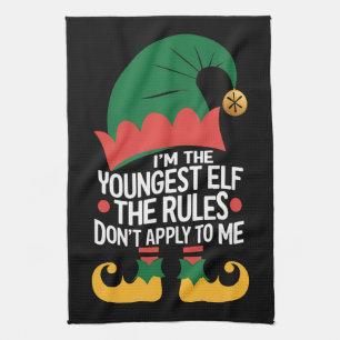 I'm The Youngest Elf Matching Family Christmas Kitchen Towel