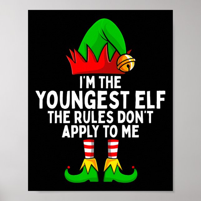 I'm The Youngest Elf Matching Family Christmas  Poster (Front)