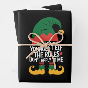 I'm The Youngest Elf Matching Family Christmas Wrapping Paper Sheets