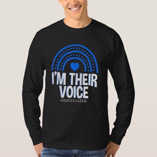 I'm Their Voice Heart Child Abuse Awareness Month  T-Shirt (Front)