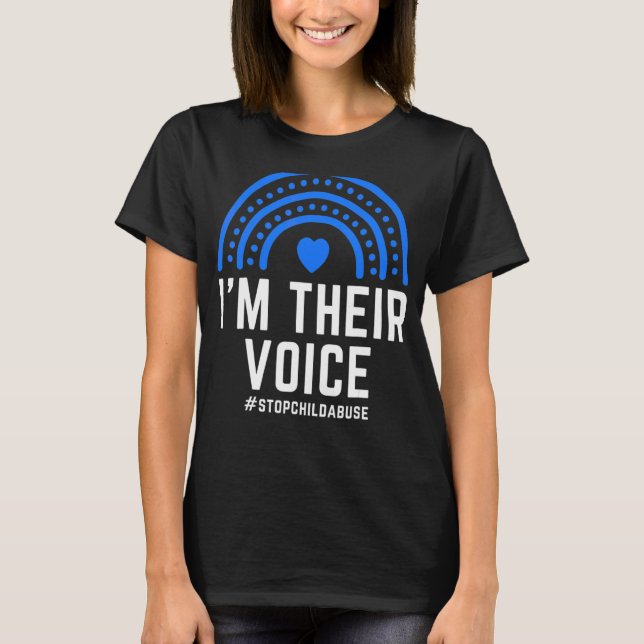 I'm Their Voice Heart Child Abuse Awareness Month  T-Shirt (Front)