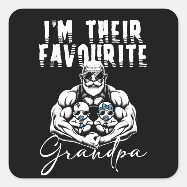 I'm There Favourite Grandpa, Father's day Square Sticker (Front)