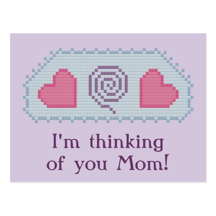 I'm thinking of you Mom Hearts Spiral Postcard