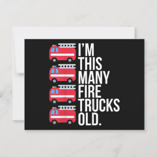 Im This Many Fire Trucks Old T-Shirt Four Year Old Postcard