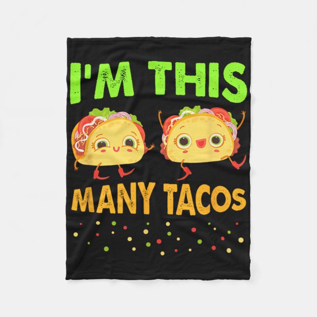 I'm This Many Tacos Second Birthday Twosday Cinco  Fleece Blanket (Front)