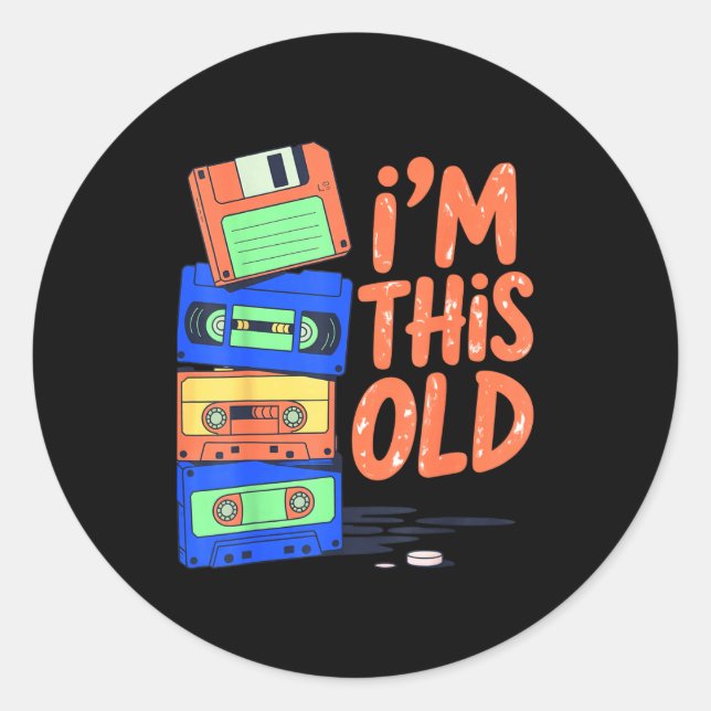 I'm This Old Funny Retro Floppy Cette Design Vinta Classic Round Sticker (Front)