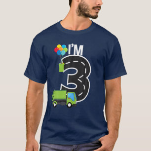 I'm Three 3 Year Old Birthday Boy Garbage Truck To T-Shirt