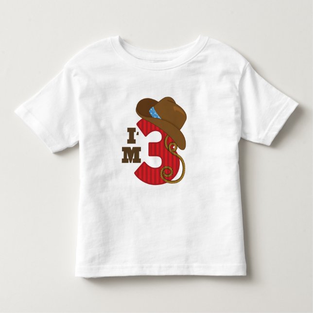 Im Three Cowboy Birthday Toddler T-shirt (Front)