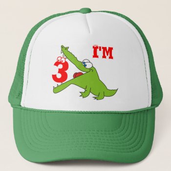 I'm Three Funny Crocodile Kids Hat by goodmoments at Zazzle