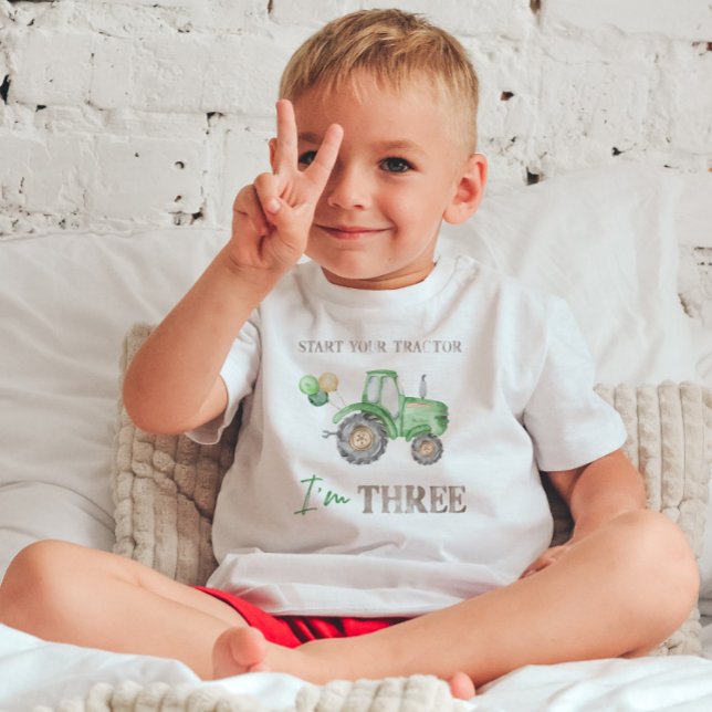 I'm THREE Green Tractor Birthday T-Shirt (Creator Uploaded)
